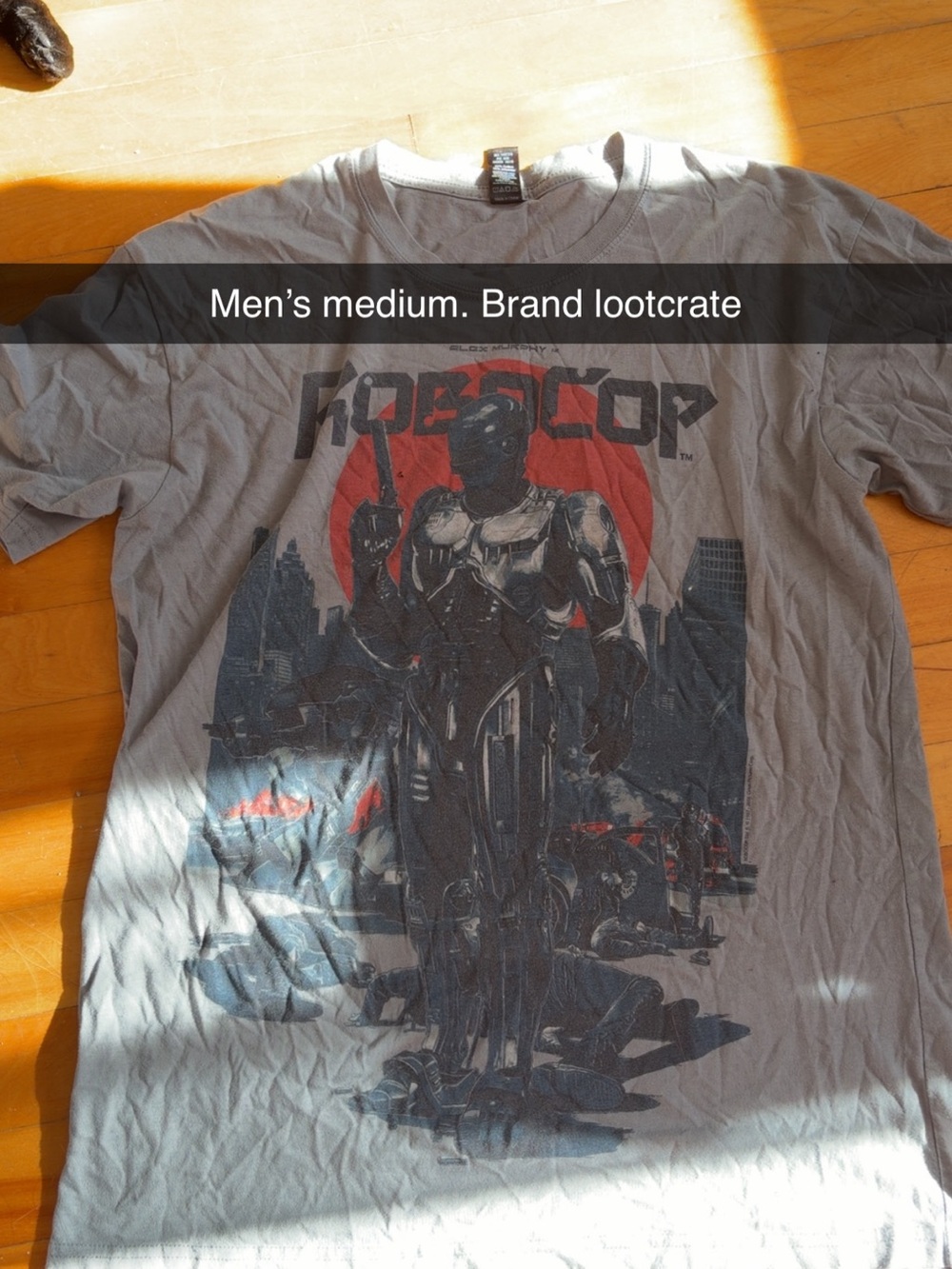 Loot Crate Robocop Graphic Tee - Gray with Red and Dark Blue Print